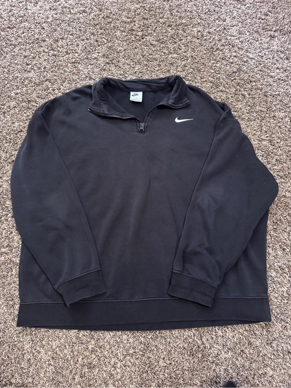 Nike Black Quarter-Zip Sweatshirt with White Swoosh